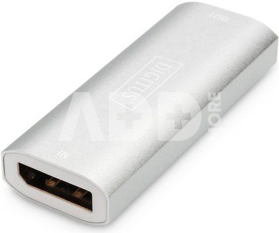 Digitus | 8K DP Repeater 30 m | DS-55524 | The repeater allows you to extend a DP signal to up to 30 m. This corresponds to the VESA DisplayPort Standard 1.4. It supports resolutions up to 8K/30Hz. Power supply is provided via USB using the enclosed cable | DisplayPorts quantity 1x DP input, 1x DP output