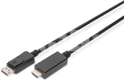 Digitus Adapter cable Displayport 1.2 with interlock 4K 60Hz UHD Typ DP/HDMI A M/M black 3m