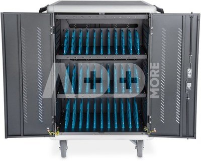 Digitus | Black | Charging Trolley 30 Notebooks / Tablets up to 15.6" | Pressure lock system with swiveling lever handle on the front and back door, lockable; Safety plug socket with switch on the side