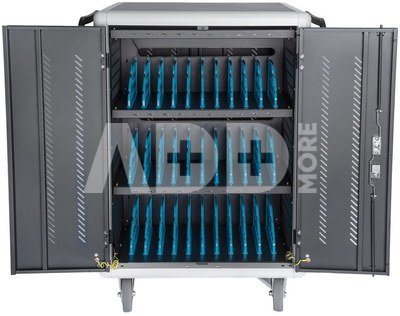 Digitus | Black | Charging Trolley 30 Notebooks / Tablets up to 15.6" | Pressure lock system with swiveling lever handle on the front and back door, lockable; Safety plug socket with switch on the side