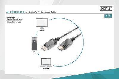 Digitus Connection Cable DisplayPort with snaps 1080p 60Hz FHD Type DP / DP M / M black 5m