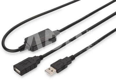 DIGITUS Active USB 2.0 Repeater/Extension Cable, 10 m A/M to A/F, black