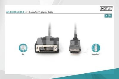 Digitus Displayport1.1a Cable 2m DP/DVI-D(24+1) M/M