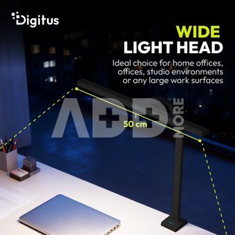 Digitus LED Desk Lamp, 50 cm, Black | DA-90490 | 1025 lm | 7 W | 3000-6500 K | Warm to cold white light | LED lamp | 10 V
