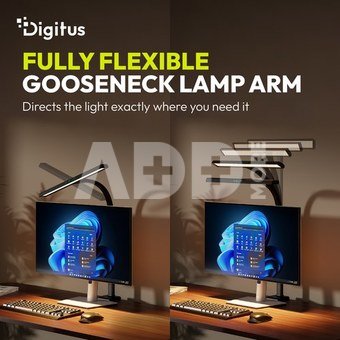 Digitus LED Desk Lamp, 50 cm, Black | DA-90490 | 1025 lm | 7 W | 3000-6500 K | Warm to cold white light | LED lamp | 10 V