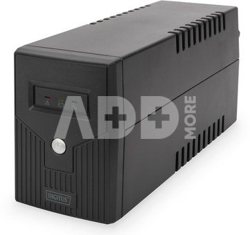 Digitus Line-Interactive UPS DN-170063, 600VA, 360W, 1x 12V/7Ah battery, 2x CEE 7/7 outlet, 2x RJ-11, 1x USB 2.0 type B, LED, Simulated Sine Wave, 298x101x142mm, 4.35kg