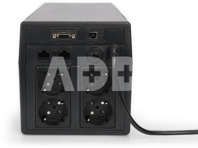 Digitus Line-Interactive UPS DN-170074, 1000VA, 600W, 2x 12V/7Ah battery, 4x CEE 7/7 outlet, 2x RJ45, 1x USB 2.0 type B, 1x RS232, LCD, Simulated Sine Wave, 338x150x162mm, 7.8kg