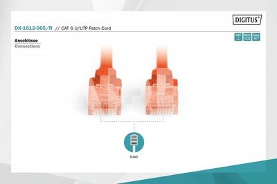 Digitus Patch cord U/UTP cat.6 PVC 0,5m red