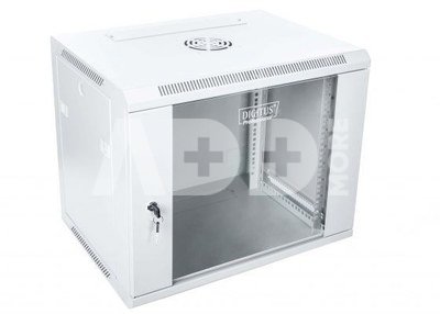 Digitus Patching wardrobe hanging n/d 19 9U S / 600 G / 450 gray, glass door, removable side panels
