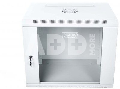 Digitus Patching wardrobe hanging n/d 19 9U S / 600 G / 450 gray, glass door, removable side panels