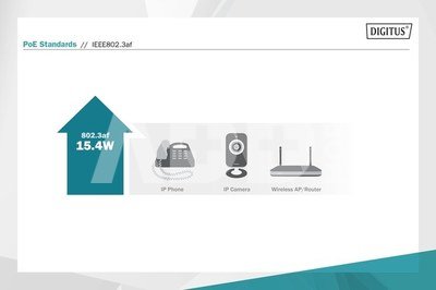 Digitus Power supply/adapter PoE 802.3af, max. 48V 15.4W Gigabit 10/100 / 1000Mbps, active