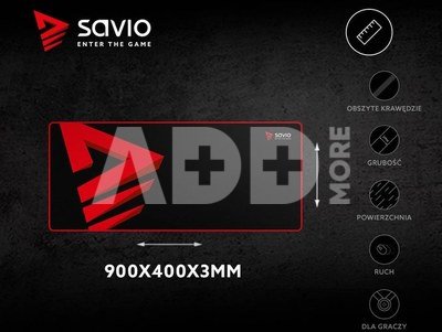 Elmak Mouse and keyboard pad 900x400 SAVIO Turbo Dynamic XL, stitched edges