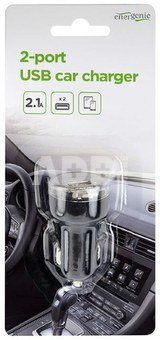 EnerGenie 2-port USB car charger EG-U2C2A-CAR-02 Black, 2.1 A