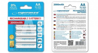 Esperanza Rechargeable Batteries AA 2000mAh 4pcs