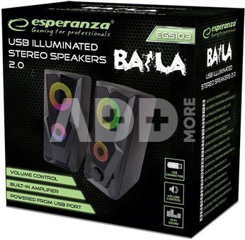 Esperanza USB SPEAKER 2.0 LED RAINBOW BAILA