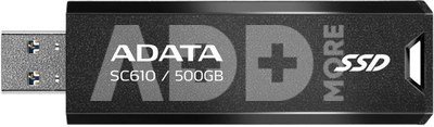 External SSD|ADATA|SC610|500GB|USB 3.2|Write speed 500 MBytes/sec|Read speed 550 MBytes/sec|SC610-500G-CBK/RD