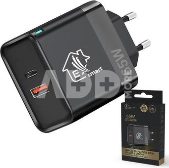 Extralink Ładowarka Smart Life Fast Charger 65W GaN USB-C, USB-A