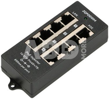 Extralink PoE Injector 4 ports in black case
