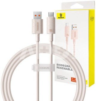 Fast Charging cable Baseus USB to USB-C Habitat Series 1m 100W (pink)