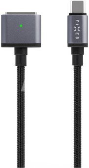Fixed | Braided charging cable with USB-C/MagSafe 3 connectors, 2 m, 140 W, Gray