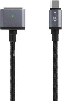 Fixed | Braided charging cable with USB-C/MagSafe 3 connectors, 2 m, 140 W, Gray
