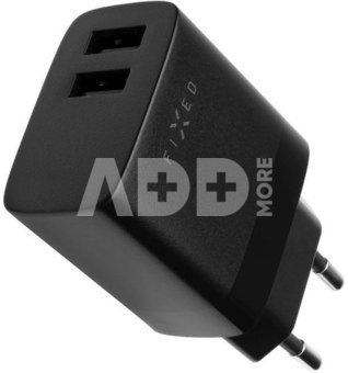 Fixed | Dual USB Travel Charger 17W | FIXC17N-2U-BK