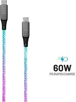 Fixed | Glowing Charging Cable USB-C/USB-C, PD support, Rainbow | FIXDLED-CC-RA