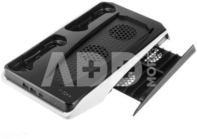 Fixed Multifunctional Station for PlayStation 5 with Cooling and Charging for two DualSense Controllers | FIXPS5-MCS-BW