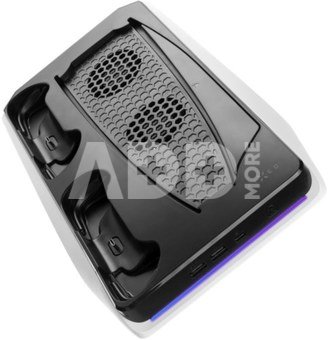 Fixed Multifunctional Station for PlayStation 5 with Cooling and Charging for two DualSense Controllers | FIXPS5-MCS-BW
