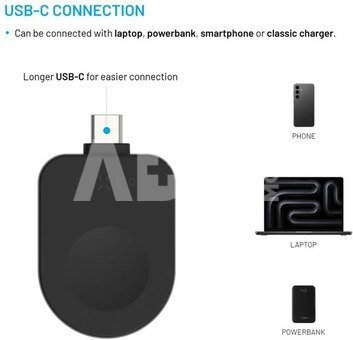 Fixed USB-C Charging Adapter for Apple Watch compatible with Powerstation Uni, Black