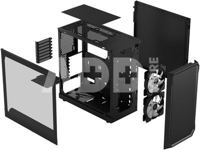 Fractal Design Focus 2 RGB Black TG Clear Tint, Midi Tower, Power supply included No
