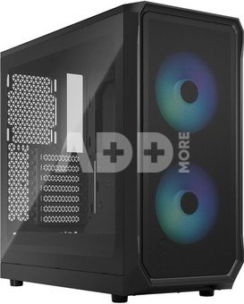Fractal Design Focus 2 RGB Black TG Clear Tint, Midi Tower, Power supply included No