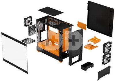 Fractal Design Pop Air RGB Orange Core TG Clear Tint, ATX, mATX, Mini ITX, Power supply included No
