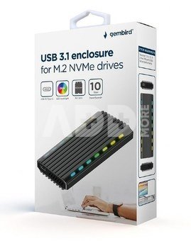 Gembird Drive case USB 3.1 enclosure for M .2 NVME aluminum LED USB 3.1