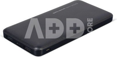 Gembird | PB10-02 | Power Bank | 10000 mAh | 2 x USB-AF | Black