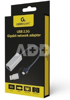 Adapteris Gembird USB 2.5G Gigabit Network Adapter Space Grey