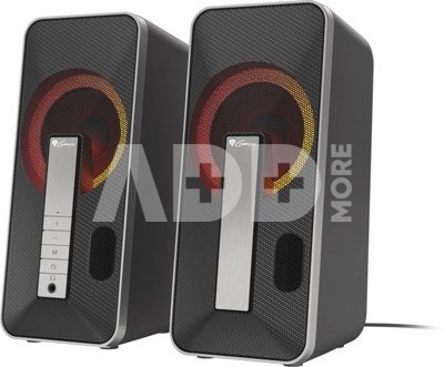 Genesis Computer Speaker Helium 100BT RGB Gaming Speakers, Bluetooth, Silver/Black