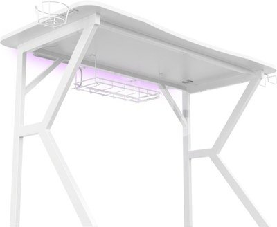 Genesis Gaming Desk Holm 320 RGB Headphone holder, Cup holder, Gamepad holder, Monitor shelf, Organizer cables, White