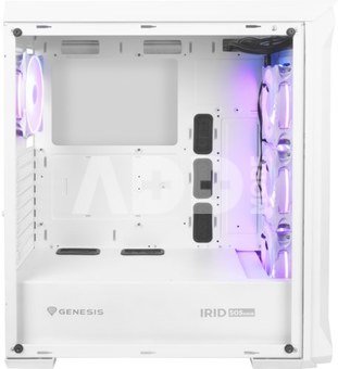 Genesis PC Case IRID 505 ARGB Side window, White, Midi Tower, Power supply included No