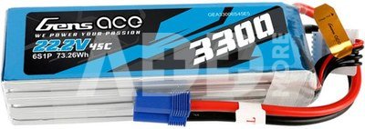 Gens ace 3300mAh 22.2V 45C 6S1P Lipo Battery Pack with EC5 Plug