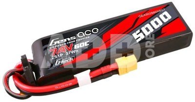 Gens ace G-Tech 5000mAh 7.4V 60C 2S1P Lipo PC material case with XT60 Plug