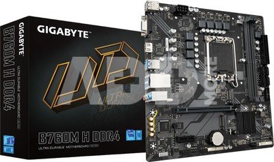 Gigabyte B760M H DDR4 1.0 M/B Processor family Intel, Processor socket LGA1700, DDR4 DIMM, Memory slots 2, Supported hard disk drive interfaces  SATA, M.2, Number of SATA connectors 4, Chipset Intel B760 Express, Micro ATX