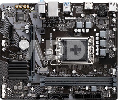 Gigabyte H610M K DDR4 1.0 M/B Processor family Intel, Processor socket LGA1700, DDR4 DIMM, Memory slots 2, Supported hard disk drive interfaces  SATA, M.2, Number of SATA connectors 2, Chipset Intel H610 Express, Micro ATX