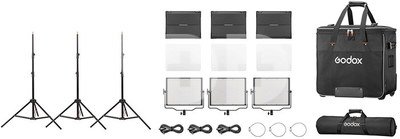 Godox Studio LED Light Panel 3 Light Kit P120BI K2