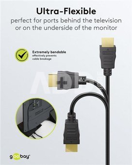 Goobay HDMI High‑Speed Cable with Ethernet | Soft | 0.5 m
