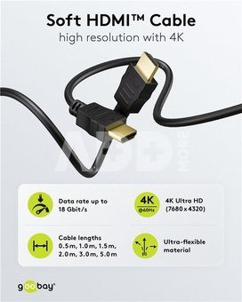 Goobay HDMI High‑Speed Cable with Ethernet | Soft | 0.5 m