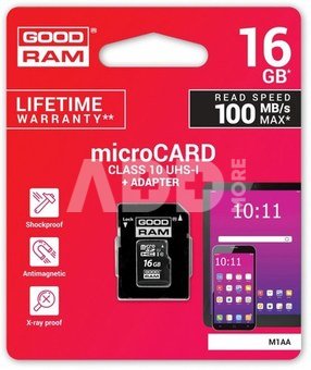 GOODRAM microSDHC 16GB Class 10 UHS-I + adapter