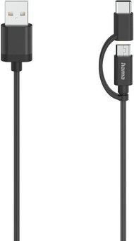 00200616 Micro-USB Cable, 2 in 1, incl. Adapter to USB-C, USB 2.0, 0.7