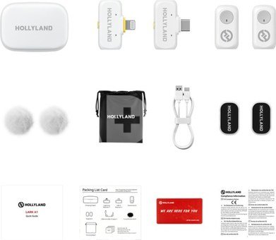 Hollyland LARK A1 Combo Ivory White, with USB-C RX + Lightning RX + Charging Case