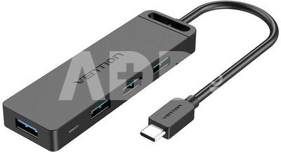 Hub 5in1 with 4 Ports USB 3.0 and USB-C cable 0.15m Vention TGKBB Black